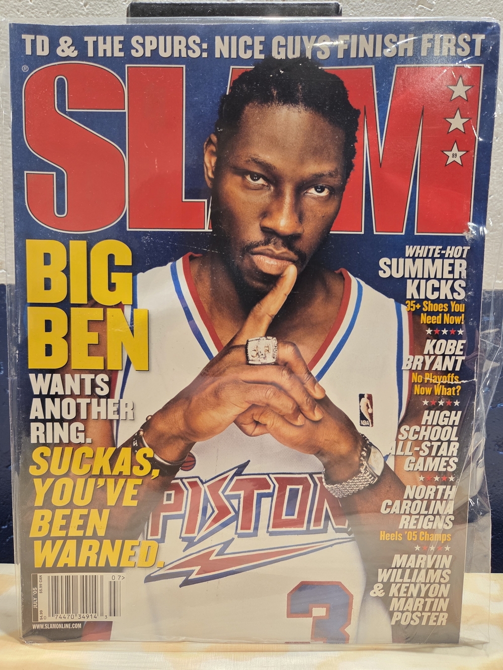 SLAM Magazine Issue #98 - Ben Wallace Detroit Pistons Cover (July 2005)